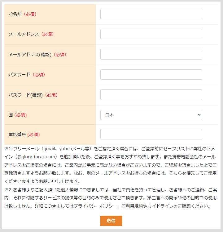 【GLORYFOREX】リアル口座開設